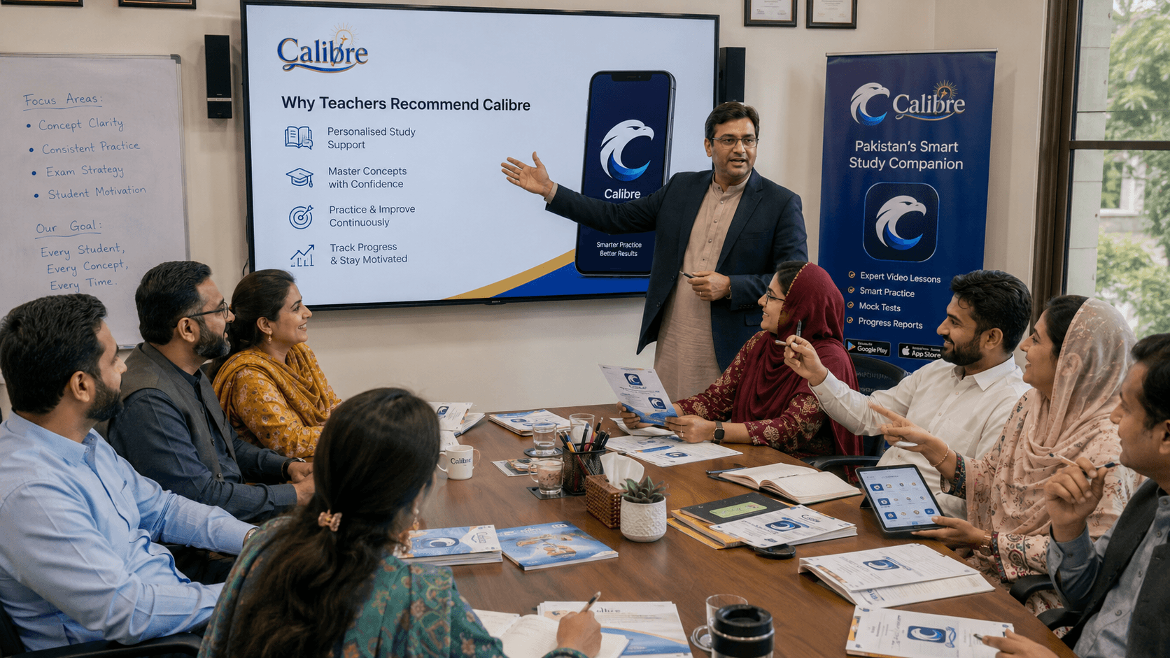 Pakistani teachers reviewing Calibre